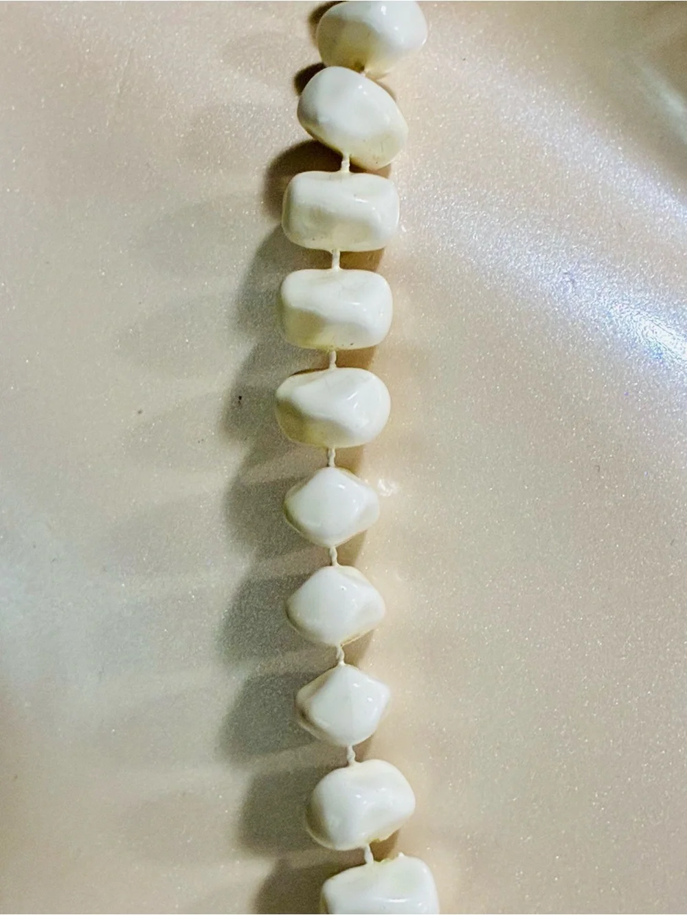 VTG MCM Textured Cream Beaded Women's Necklace - Elegant Strand Lightweight